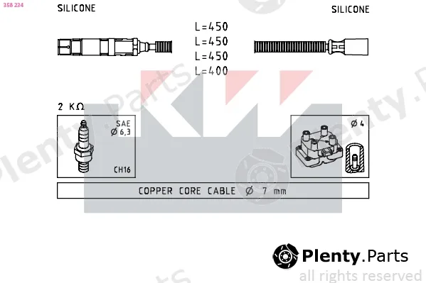 KW 358234 — Ignition Cable Kit Made in Italy - OE Equivalent