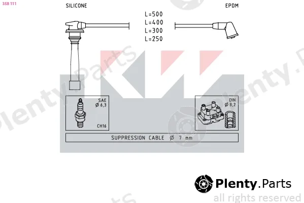 KW 358111 — Ignition Cable Kit Made in Italy - OE Equivalent