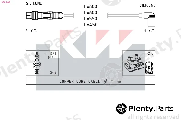KW 358248 — Ignition Cable Kit Made in Italy - OE Equivalent