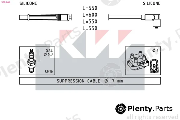 KW 358246 — Ignition Cable Kit Made in Italy - OE Equivalent