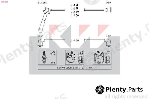 KW 358231 — Ignition Cable Kit Made in Italy - OE Equivalent