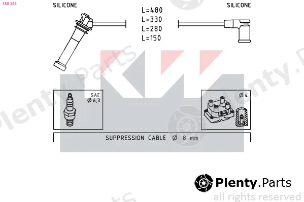 KW 358245 — Ignition Cable Kit Made in Italy - OE Equivalent