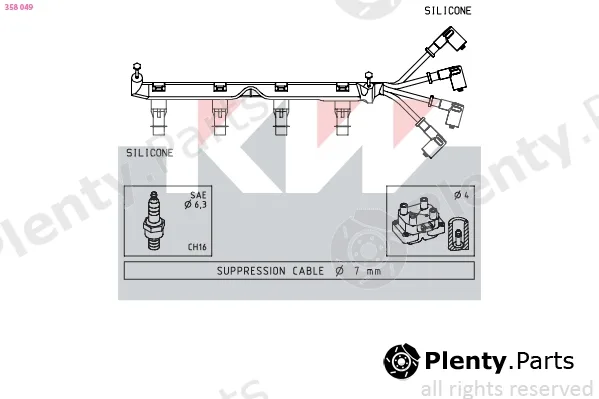 KW 358049 — Ignition Cable Kit Made in Italy - OE Equivalent