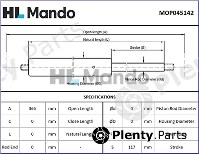 Mando MOP045142 — Gas Spring, boot/cargo area