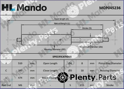 Mando MOP045236 — Gas Spring, boot/cargo area