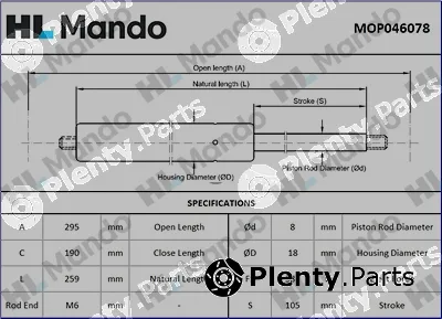 Mando MOP046078 — Gas Spring, boot/cargo area