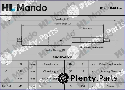 Mando MOP046004 — Gas Spring, boot/cargo area