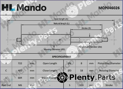 Mando MOP046026 — Gas Spring, boot/cargo area