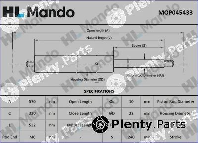 Mando MOP045433 — Gas Spring, boot/cargo area