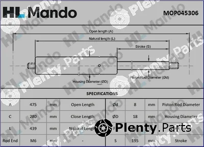 Mando MOP045306 — Gas Spring, boot/cargo area