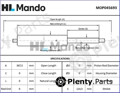 Mando MOP045693 — Gas Spring, boot/cargo area