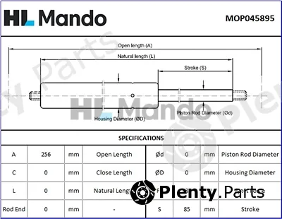 Mando MOP045895 — Gas Spring, boot/cargo area