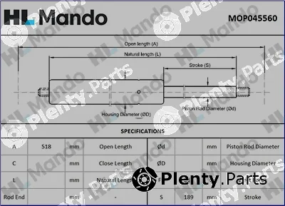 Mando MOP045560 — Gas Spring, boot/cargo area