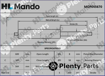 Mando MOP045670 — Gas Spring, boot/cargo area