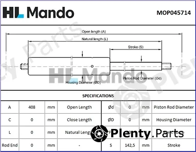 Mando MOP045714 — Gas Spring, boot/cargo area