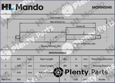 Mando MOP045545 — Gas Spring, boot/cargo area