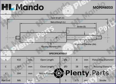 Mando MOP046033 — Gas Spring, boot/cargo area