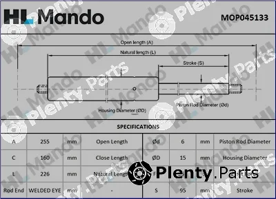 Mando MOP045133 — Gas Spring, boot/cargo area