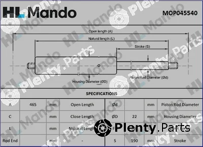 Mando MOP045540 — Gas Spring, boot/cargo area