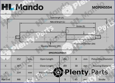 Mando MOP045554 — Gas Spring, boot/cargo area