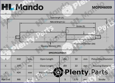 Mando MOP046009 — Gas Spring, boot/cargo area