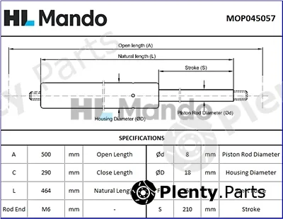 Mando MOP045057 — Gas Spring, boot/cargo area
