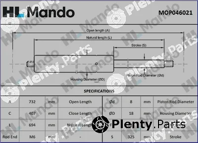 Mando MOP046021 — Gas Spring, boot/cargo area