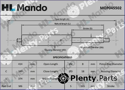 Mando MOP045502 — Gas Spring, boot/cargo area