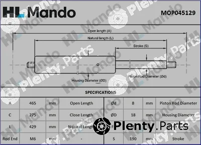 Mando MOP045129 — Gas Spring, boot/cargo area