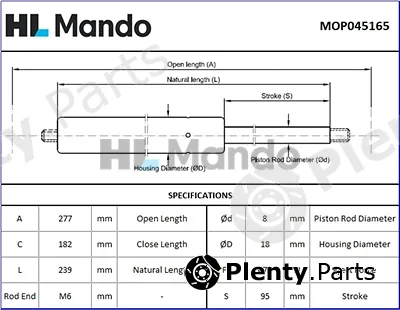 Mando MOP045165 — Gas Spring, boot/cargo area