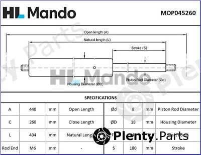 Mando MOP045260 — Gas Spring, boot/cargo area