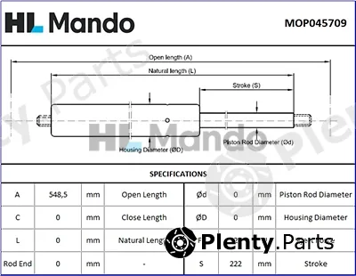 Mando MOP045709 — Gas Spring, boot/cargo area