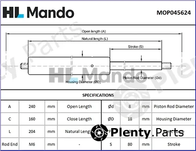 Mando MOP045624 — Gas Spring, boot/cargo area