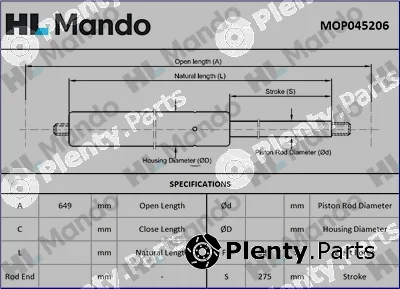 Mando MOP045206 — Gas Spring, boot/cargo area