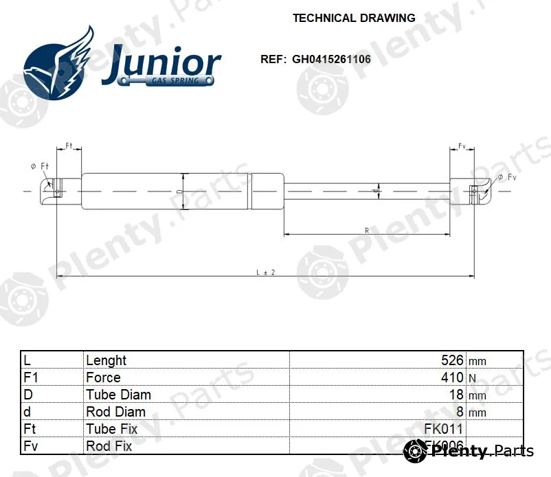 Junior Gas Spring GH0415261106 — Gas Spring, boot/cargo area