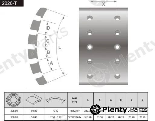 Fras-Le 2026-T — Brake Lining, drum brake
