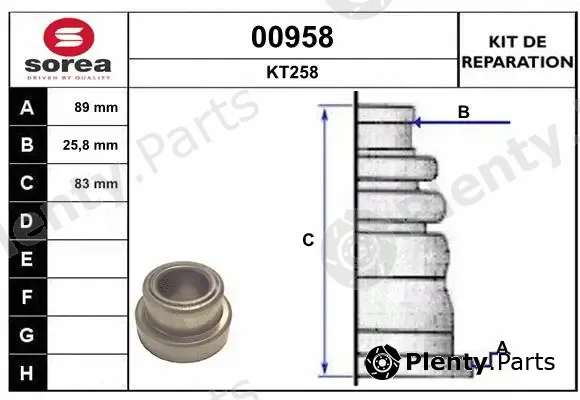 Snra 00958 — Bellow Kit, drive shaft