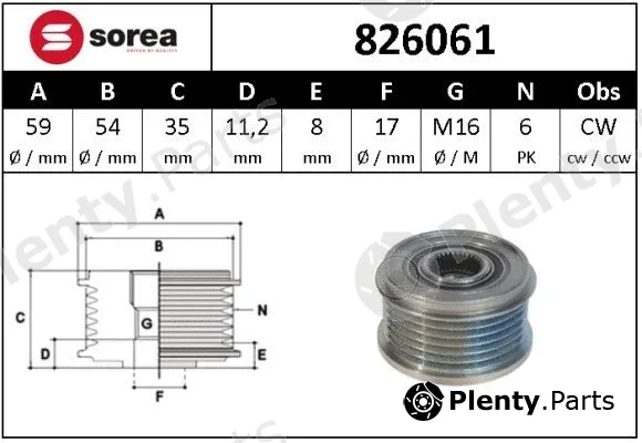 Snra 826061 — Alternator Freewheel Clutch