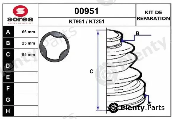Snra 00951 — Bellow Kit, drive shaft
