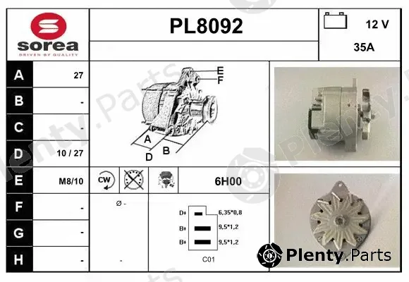 Snra PL8092 — Alternator
