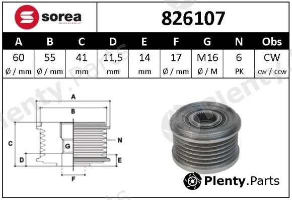 Snra 826107 — Alternator Freewheel Clutch