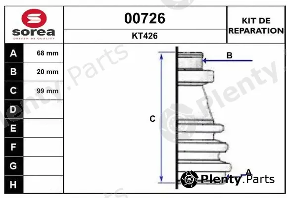Snra 00726 — Bellow Kit, drive shaft