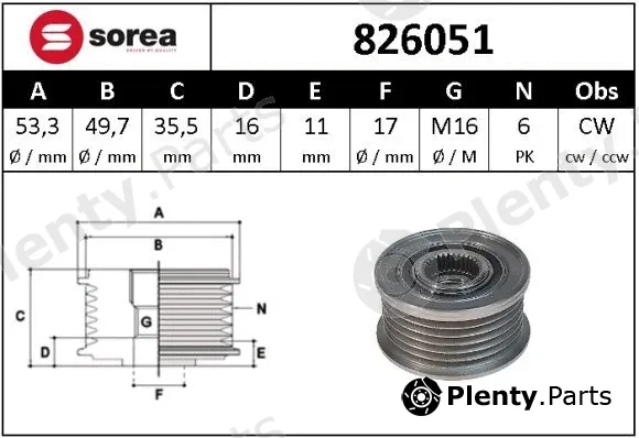 Snra 826051 — Alternator Freewheel Clutch
