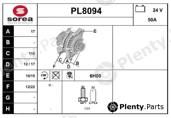 Snra PL8094 — Alternator