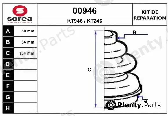 Snra 00946 — Bellow Kit, drive shaft