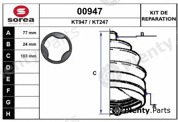 Snra 00947 — Bellow Kit, drive shaft