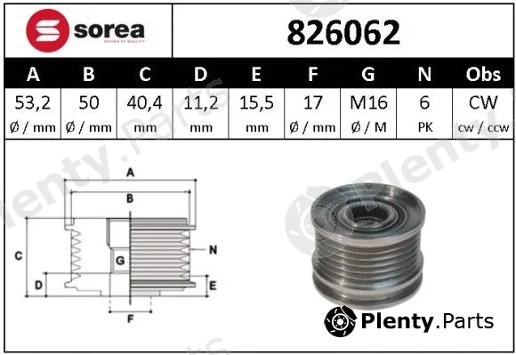 Snra 826062 — Alternator Freewheel Clutch