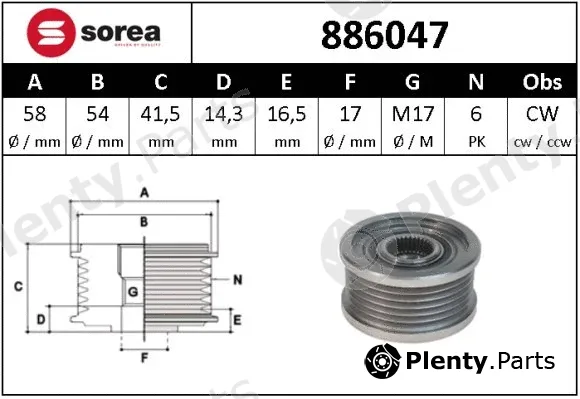 Snra 886047 — Alternator Freewheel Clutch