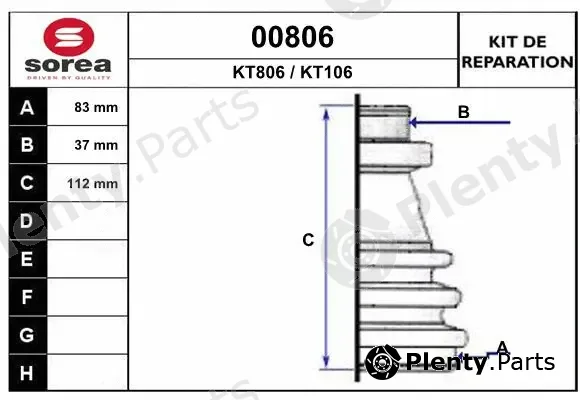 Snra 00806 — Bellow Kit, drive shaft