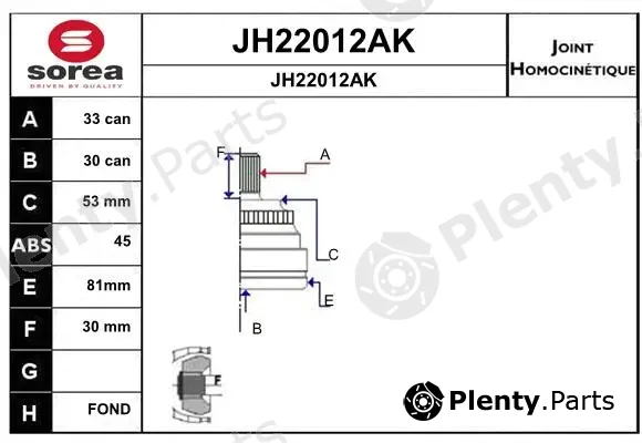 Snra JH22012AK — Joint Kit, drive shaft